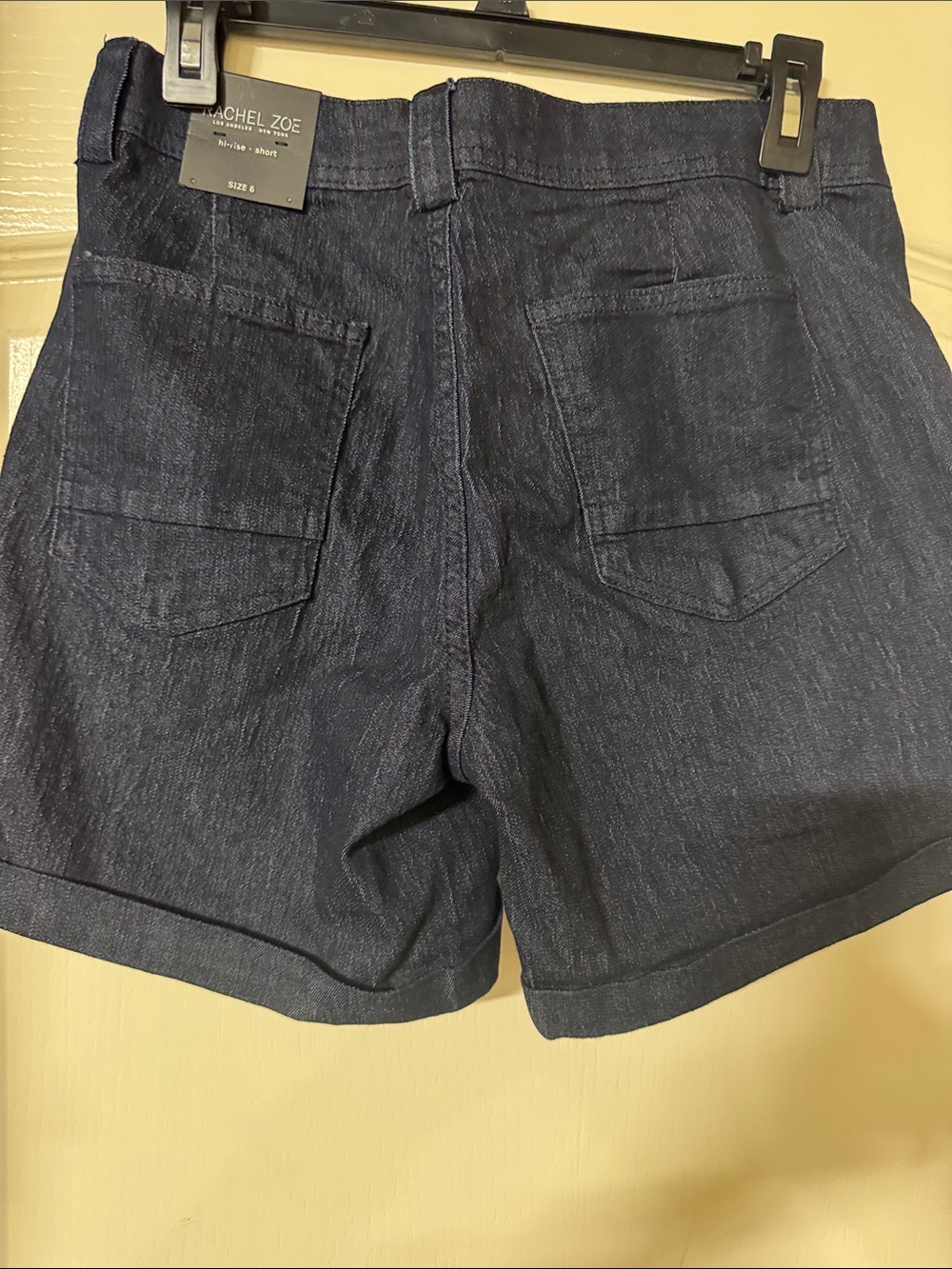Rachel Zoe Navy Denim-Style Cuffed Shorts - Picture 3 of 15